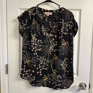 philosophy | black sheer floral blouse